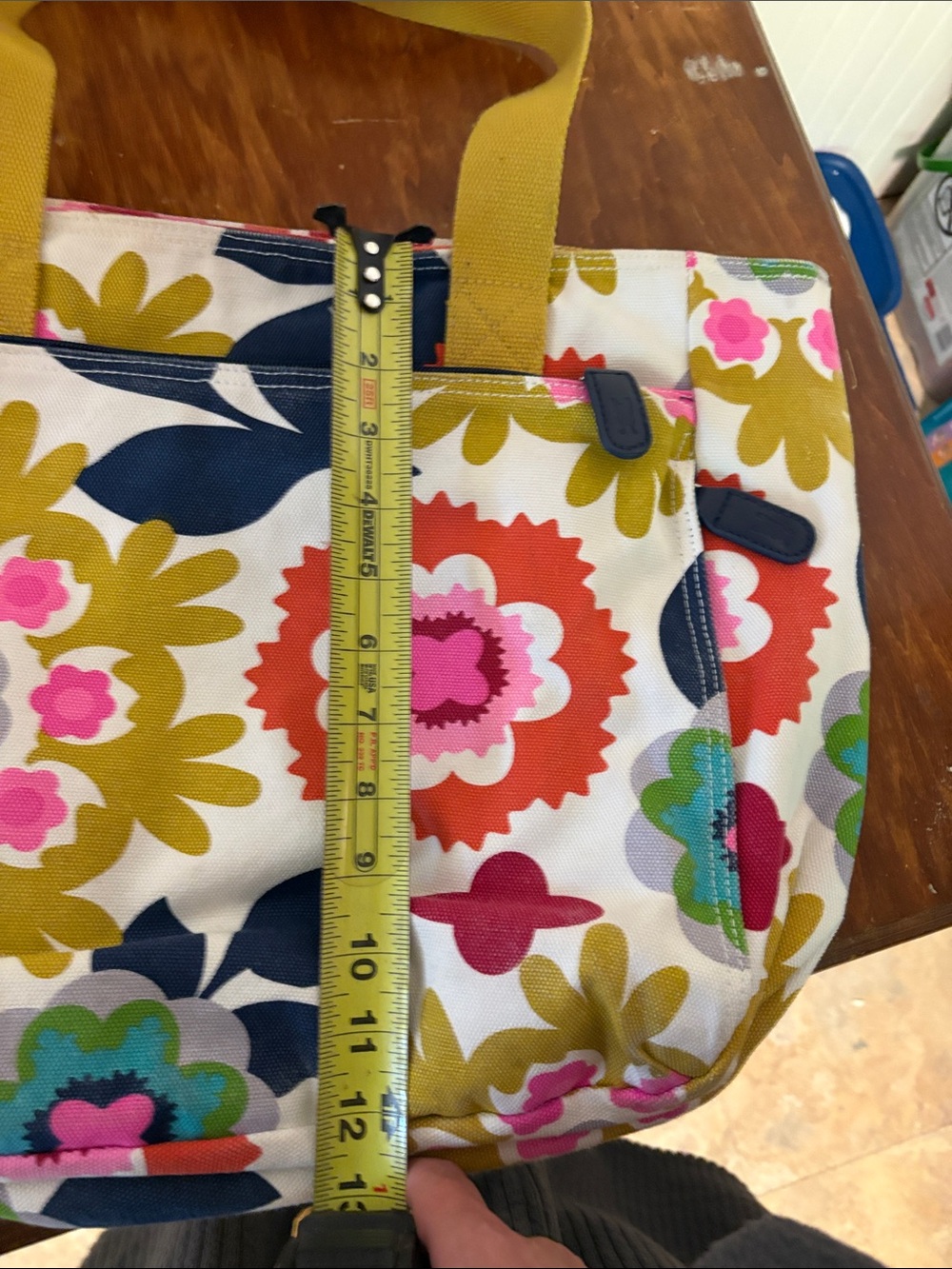 French Bull Floral Canvas Tote Bag with Mustard Handles - Picture 6 of 6